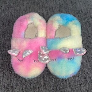 Unicorn Plush Slippers for Kids - Pink and Blue